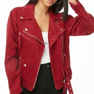 NWOT red zippered corduroy jacket forever 21!